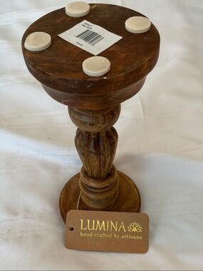 LuminaHandcrafted Wooden Candle Holder - Brown